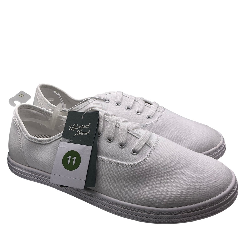 Universal Thread Womens White Canvas Lace Up Low Top Sneakers Shoes Size 11 NEW
